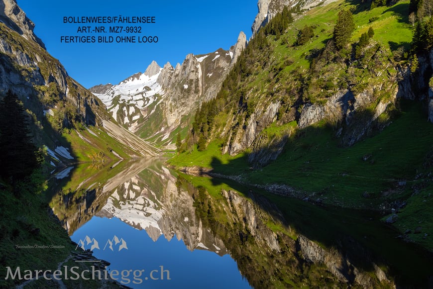Marcel Schiegg, Fotografie, Fählensee, Bollenwees, Berggasthaus Bollenwees, Fälensee, Bergsee, Spiegelung, Alpstein, Appenzell, Appenzellerland, Schweiz