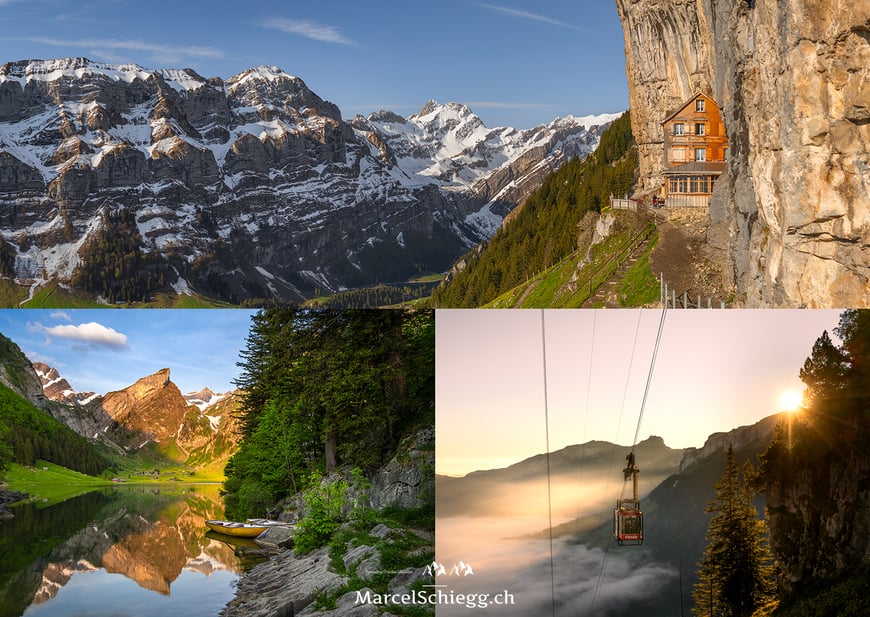 Marcel Schiegg, Fotografie, Kartenverlag, Postkarten, Grusskarten, Schweiz, Kartenverlag Appenzell, Souvenir Appenzell, Souvenir Schweiz, Kartenverlag Schweiz, Aescher, Seealpsee, Ebenalp