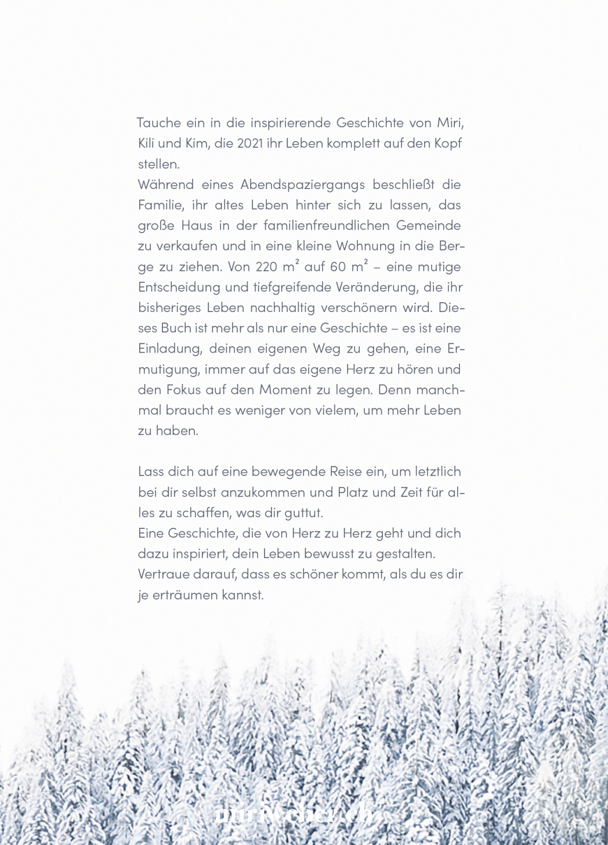 Vielleicht kommt es schöner, als du denkst, Buch, Miri Weber, Mirjam Weber, Loslassen, Minimalismus, Familie, Glück, Träume, Schweiz, Achtsamkeit, wohnen auf kleinem Raum