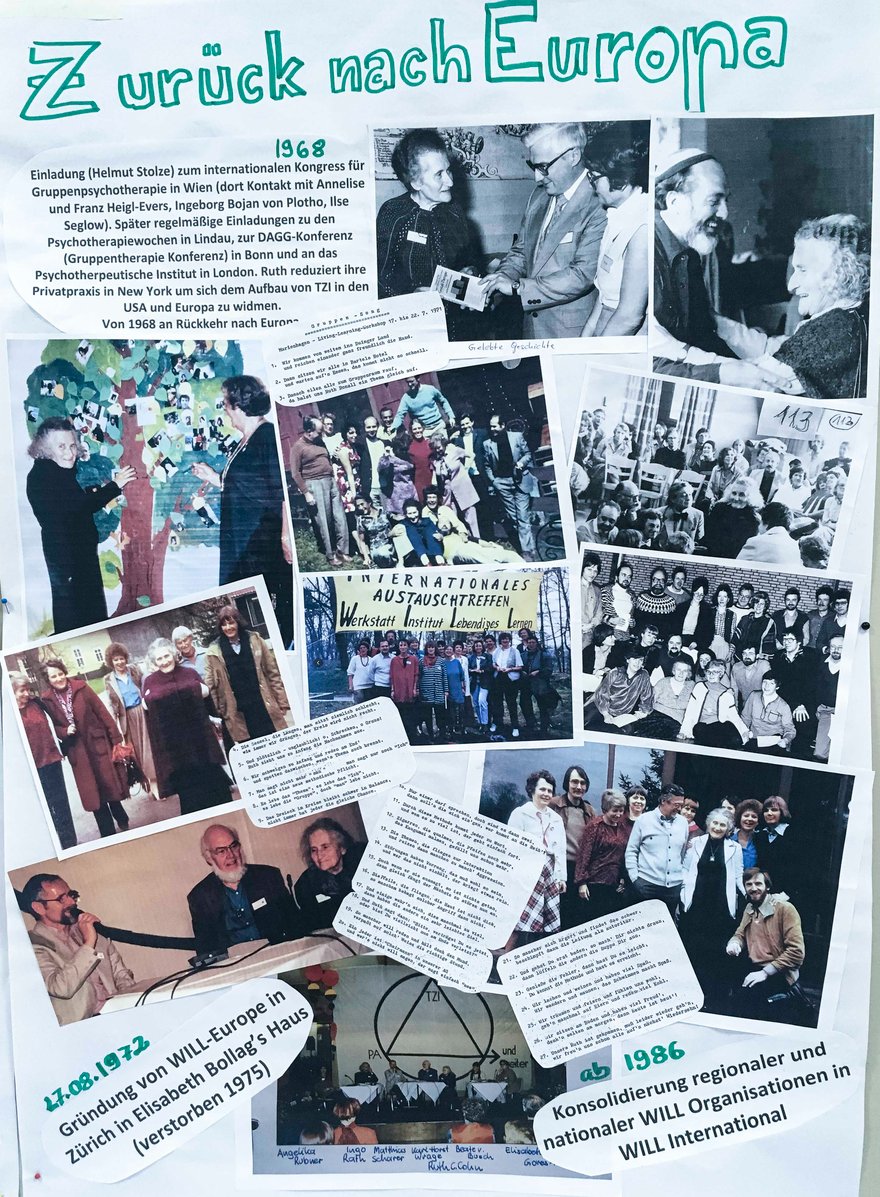 Plakat mit Bildercollage und Überschrift "Zurück nach Europa"