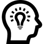 Kopf mit Glühbirne