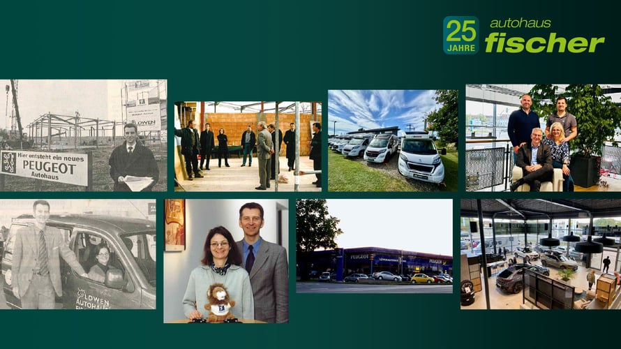 Zeitreise: Familie Fischer, Camper-Modelle, Innen- und Außenansichten des Autohauses in Celle.