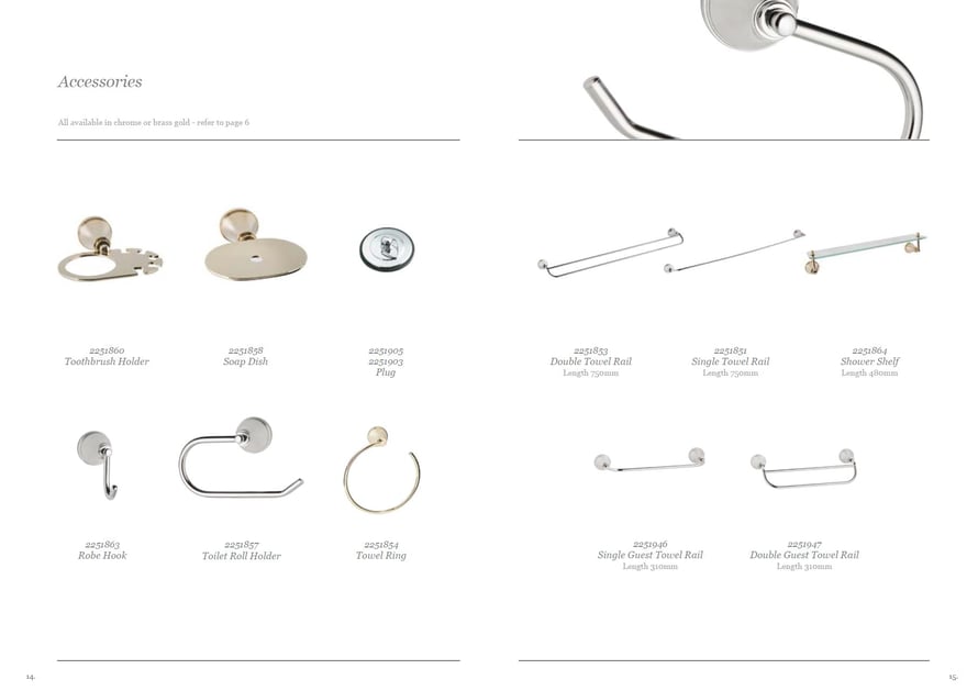 Revisit the style of a time gone by with Bastow’s Georgian range. All available in chrome or brass gold