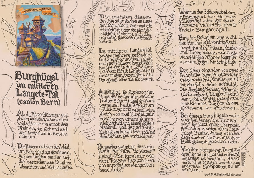 Über die Burghügel in Gutenburg, Madiswil, Kleindietwil und weiteren Ortschaften