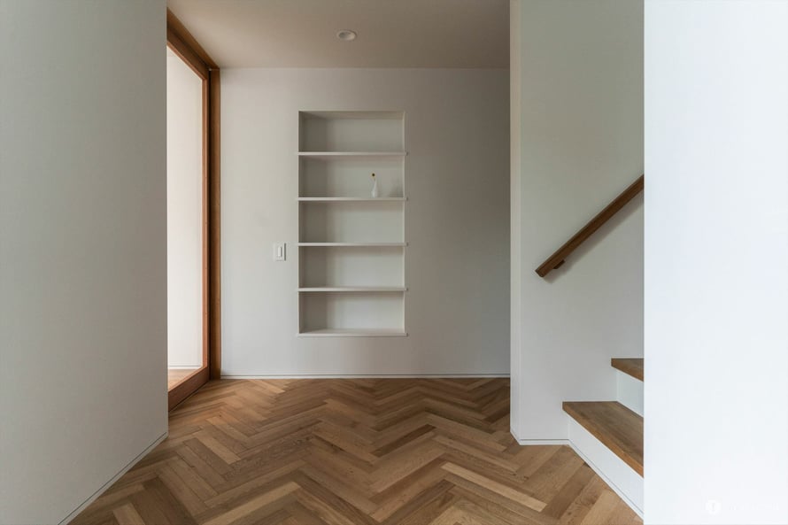 オーク ヘリンボーン プライウッド 45度張り フローリング ploot andwood 施工例 1 