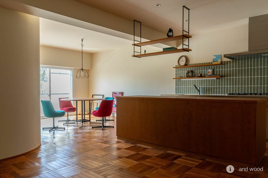 チーク パーケット ５P フローリング 施工例 マンションリノベーション