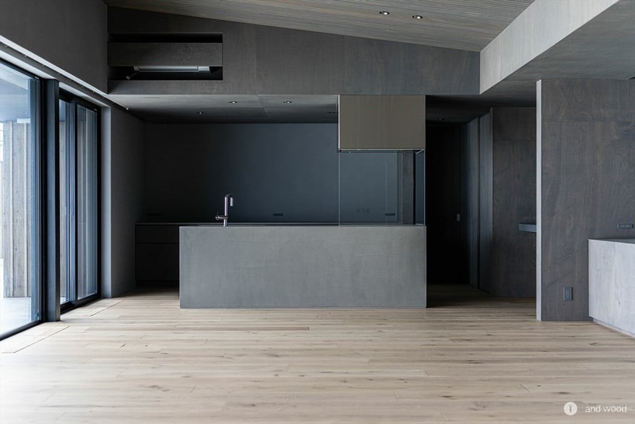 オーク ドライハードペイント　フローリング グレー  床材  平屋 新築 施工例 アンドウッド andwood 1