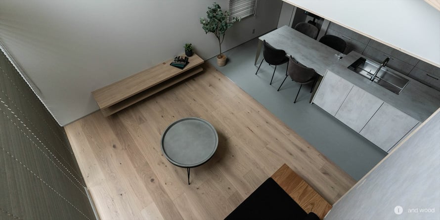 オーク 幅広 ドライハードペイント フローリング グレー 新潟  床材 新築 施工例 アンドウッド andwood  1