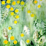 "Victorious Dandelion" (Diptych), acrylic and nature print on canvas, total 20"x32", 2005. NFS