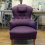 Fåtölj mod. 'Farmor' Carl Malmsten för O.H Sjögren i Tranås. I möbeltyg 'Balder' design Fanny Aronsen för Kvadrat. Omkädd och renoverad av Studio Carina Grefmat
