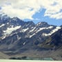 Blick über den Hooker Glacier auf den Mount Cook