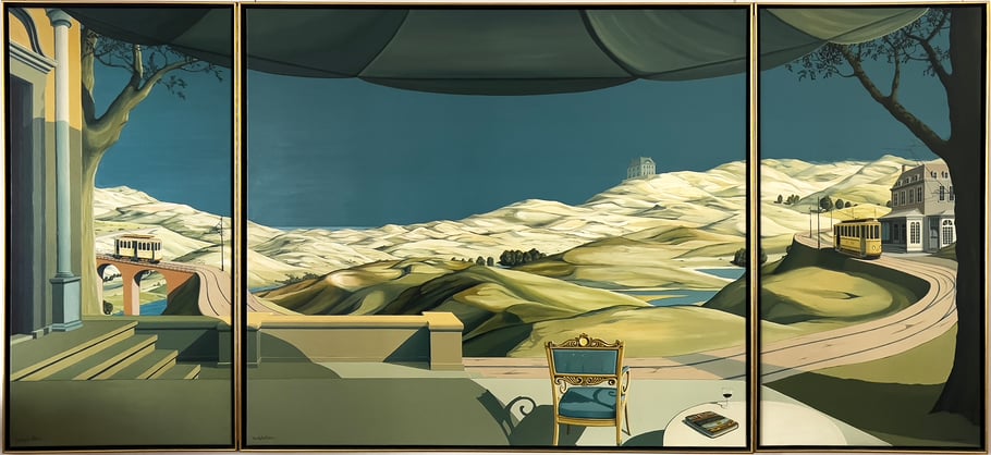 The Dunes, oil on canvas, 300x140 cm, Triptych. Unique opportunity. For the first time for sale. One of the largest paintings ever made by Joop Polder. From the private collection of the artist. 