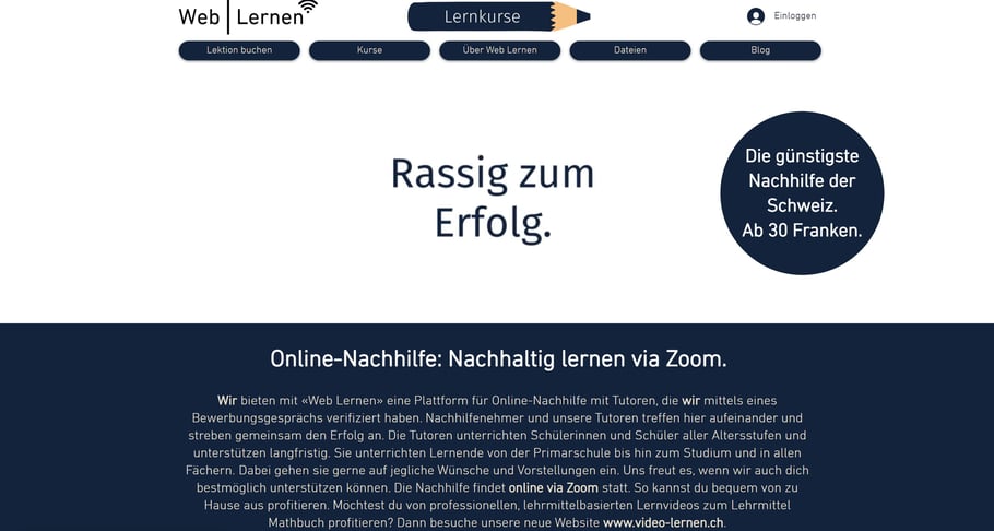 Web Lernen - günstigste Nachhilfe der Schweiz