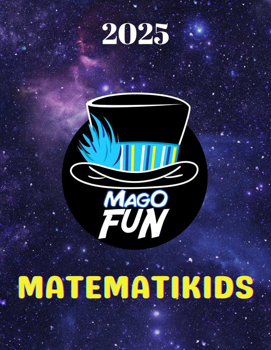 “Logo del Mago FUN con fondo de estrellas y el texto Matematikids 2025 en colores llamativos.”