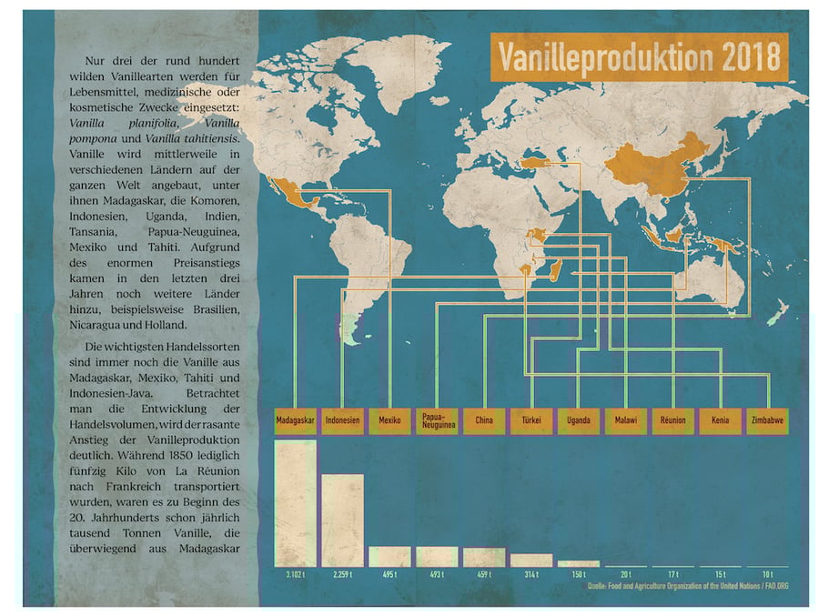 Vanille Produktion Weltweit Grafik Weltkarte