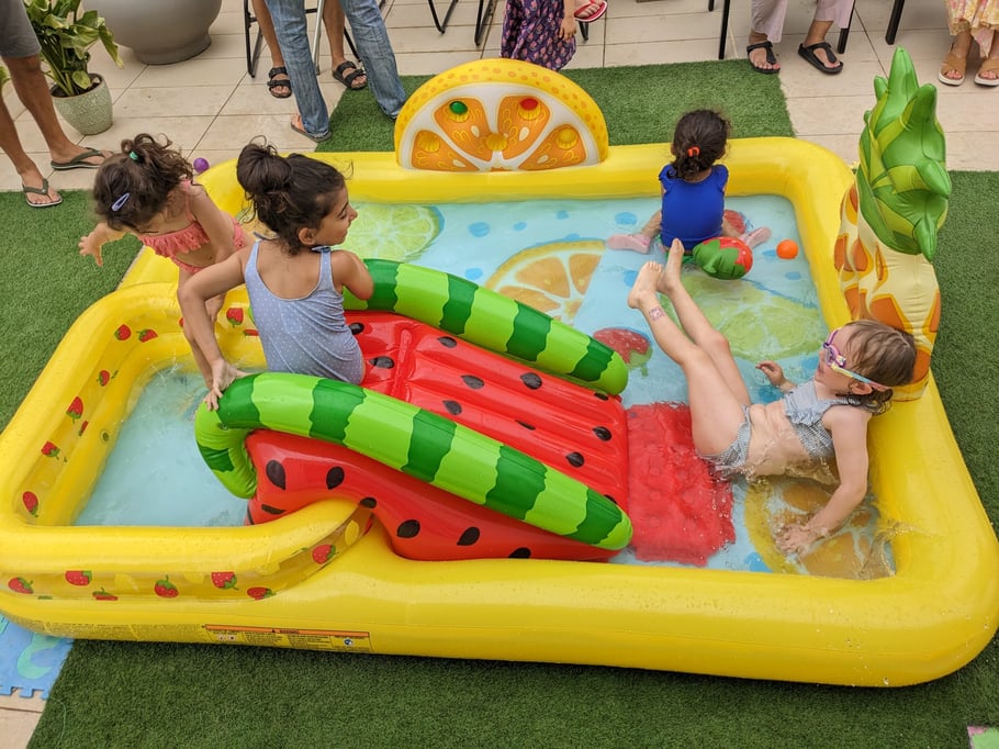 After we sold the trampoline, we bought the baby pool