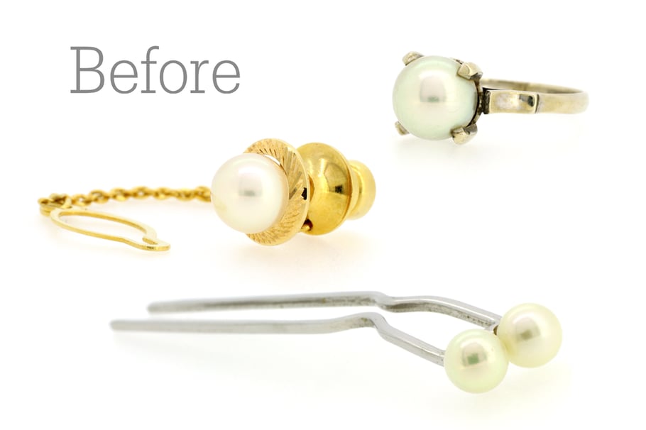 リフォーム前のパールリング、タイピン、かんざし