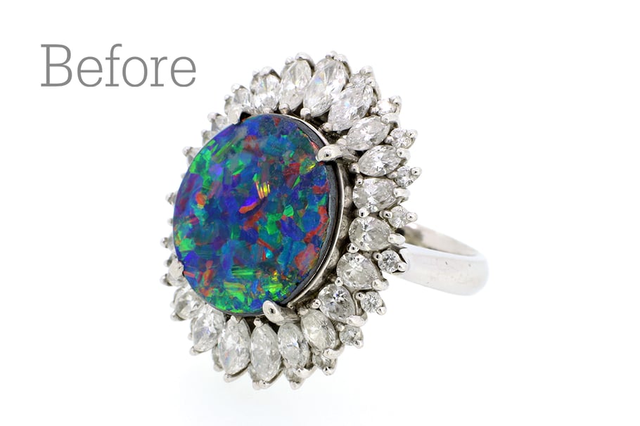 リフォーム前/ブラックオパールのダイヤ取り巻きリング