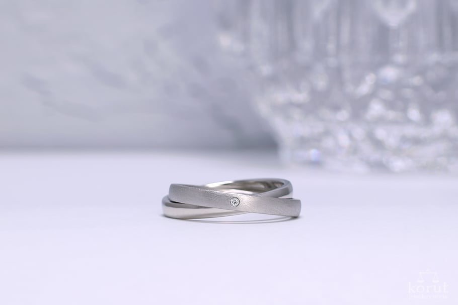 Pt950、ダイヤモンド　2連リング