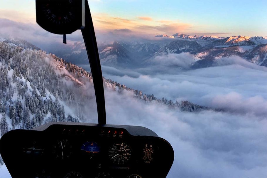Sonnenuntergang Alpenrundflug