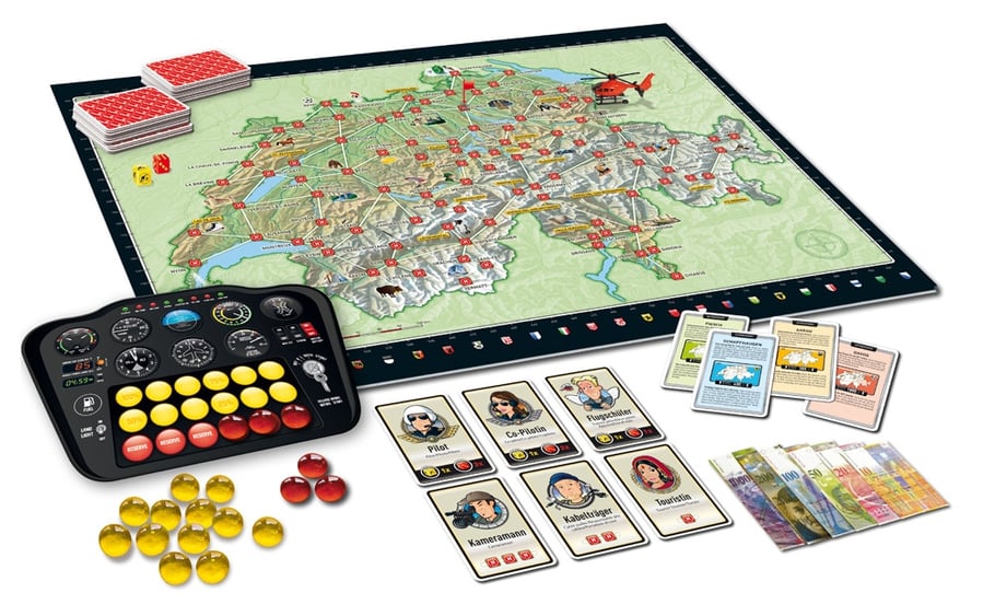 Helikopter Brettspiel - Schweizer Reise