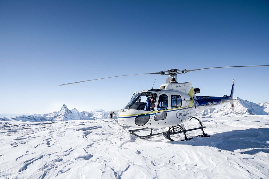 Gletscherlandung mit Sicht auf Matterhorn
