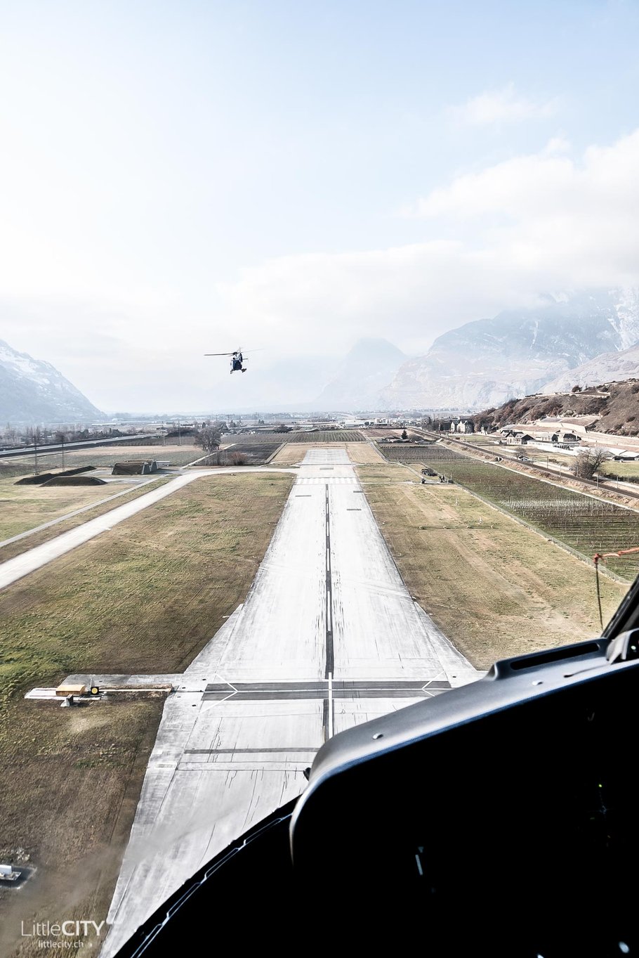 Start zum Rundflug Richtung Matterhorn