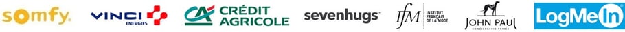 Références : Somfy Vinci Energies CA Crédit Agricole, sevenhugs,  IFM Institut Français de la Mode, John Paul LogMeIn