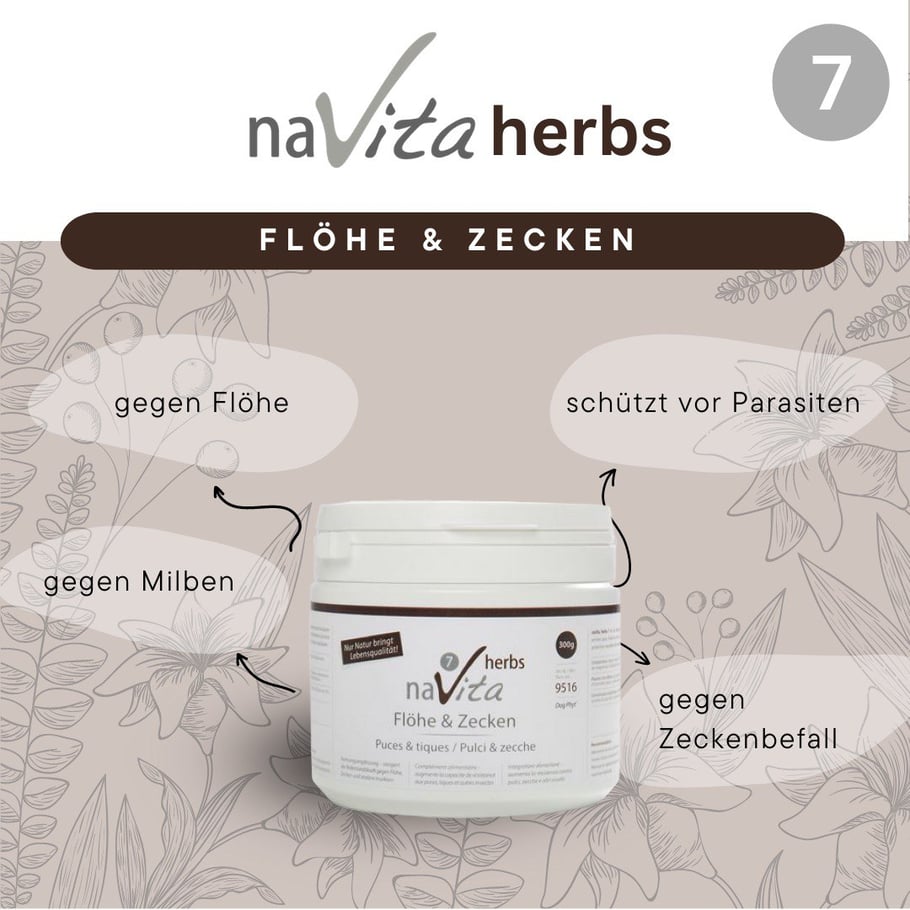 NaVita-herbs7 schützt vor Flöhen & Zecken | hundkatzeschmaus.ch