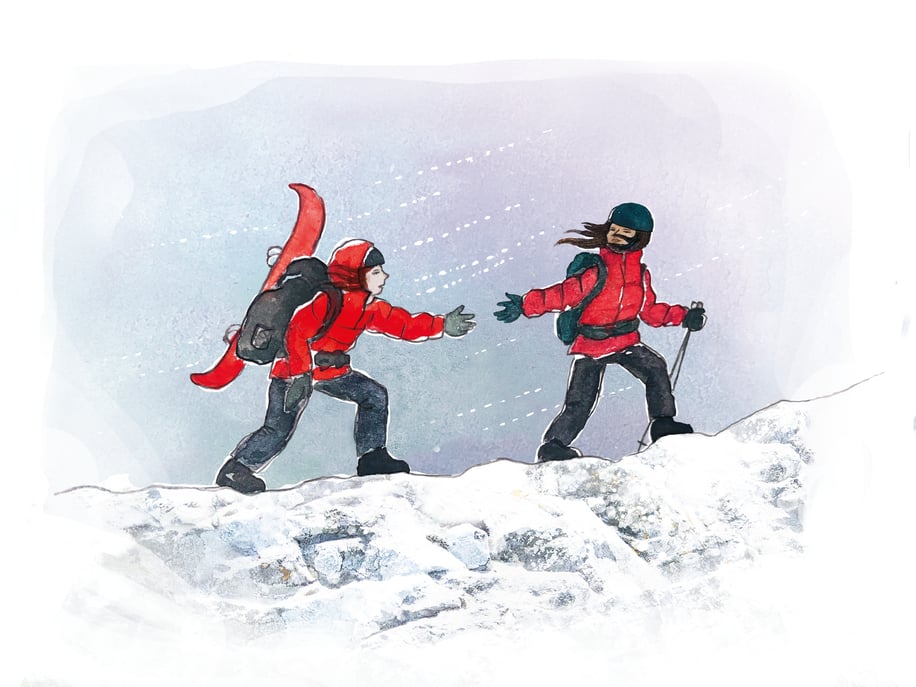 illustration livre montagne surf alpinisme népal photo et aquarelle