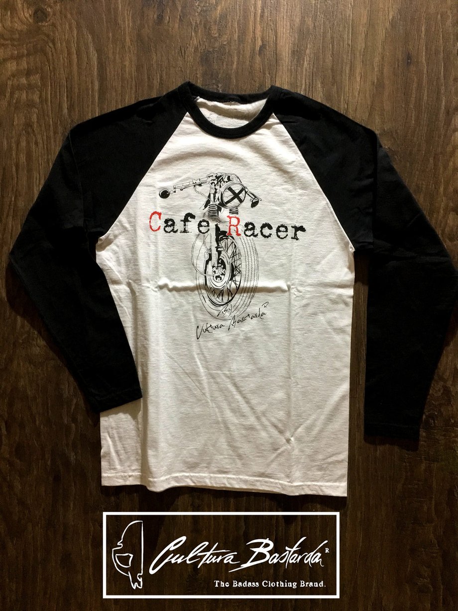 camiseta,blanca,negra, premium,manga larga, algodon, cafe racer, moto, hot rod,t-shirt,black,white,cotton,motorcycle, old school, tee, cultura bastarda