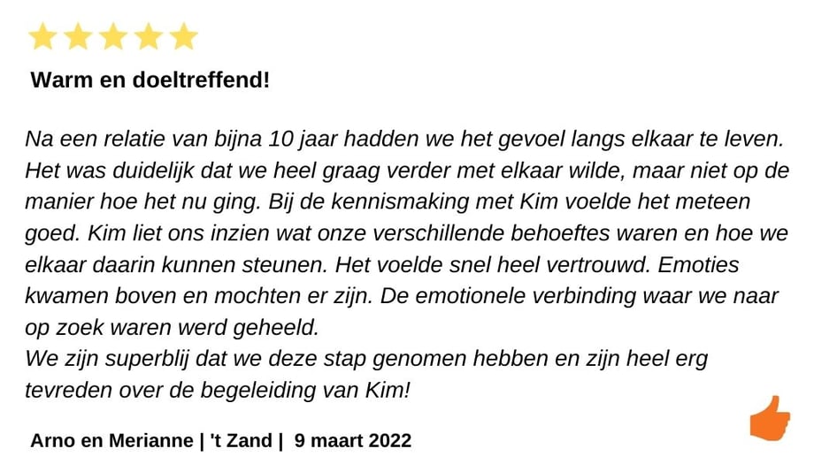 Review relatietherapie West - Friesland. Kim Kromwijk-Lub