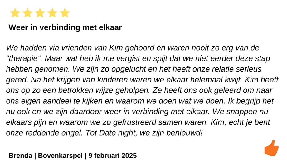 Relatietherapie. Relatiecoach. Werken aan mijn relatie. Review. Kim Kromwijk-Lub