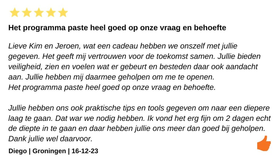 Relatieweekend. Relatiemeerdaagse. Relatietherapie. Jeroen en Kim Kromwijk-Lub