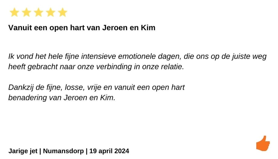 Review Relatieweekend. Relatieretreate. Koppelretraite. Jeroen en Kim Kromwijk-Lub
