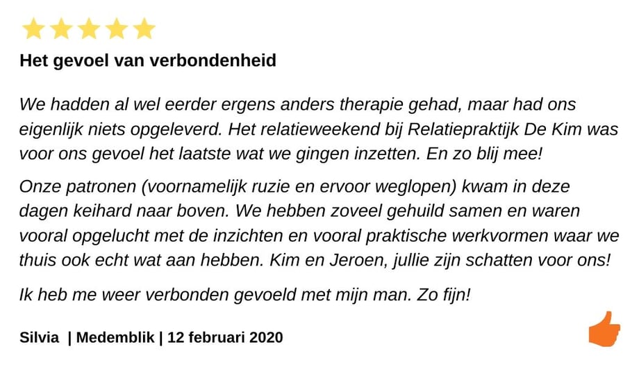 Review relatieweekend Medemblik. Jeroen en Kim Kromwijk hebben ons in het relatieweekend weer opnieuw in verbinding gebracht.