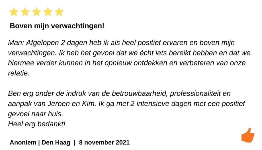 Houd me vast Relatieweekend. Review. Kim en Jeroen Kromwijk-Lub