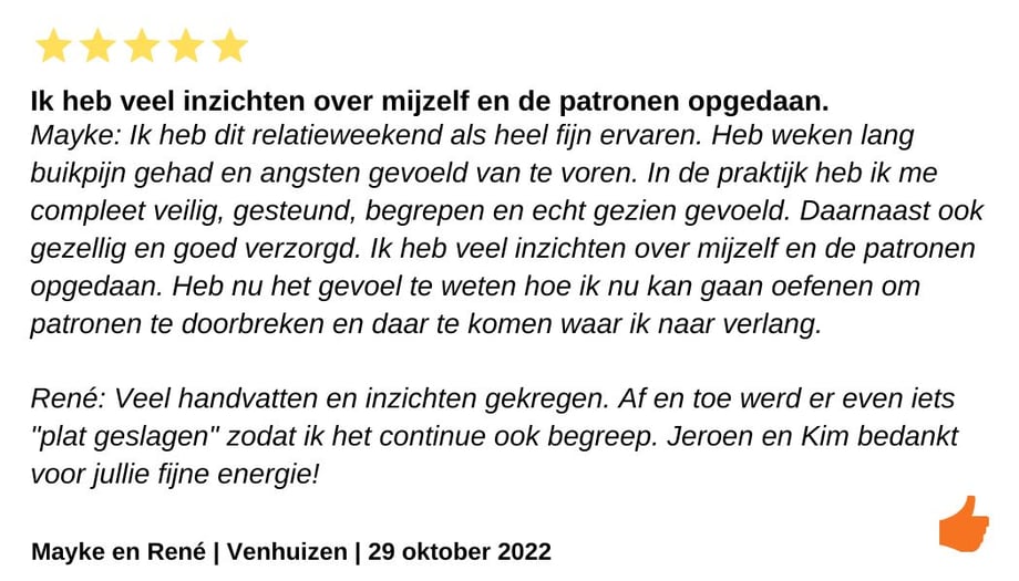 Review Relatieretraite Relatieweekend. Jeroen en Kim Kromwijk-Lub