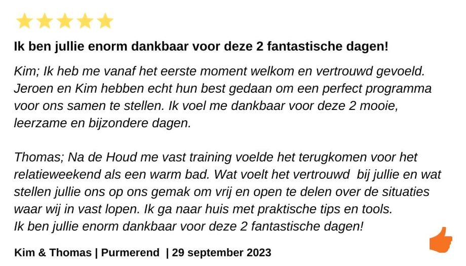 Review Relatieweekend Relatieretaite. Jeroen en Kim Kronwijk-Lub