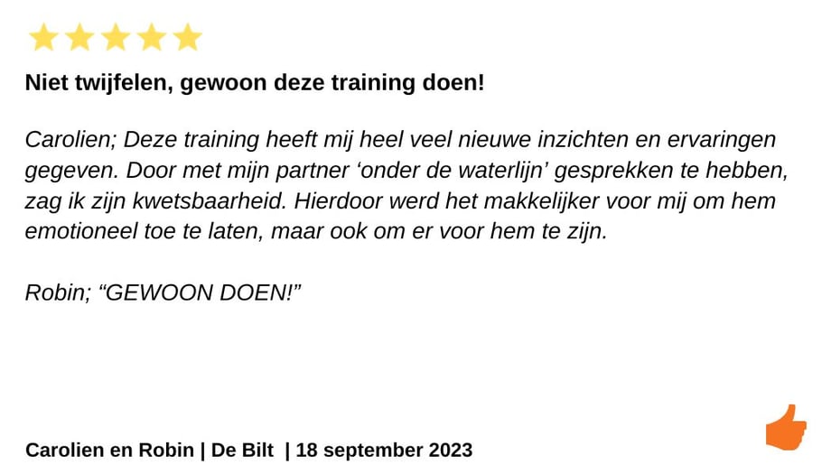 Houd me vast EFT Weekend voor stellen. Jeroen en Kim Kromwijk-Lub