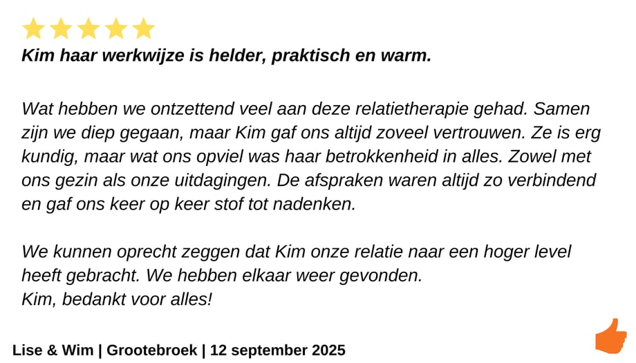 Relatietherapie review. Relatietherapeut Kim Kromwijk-Lub