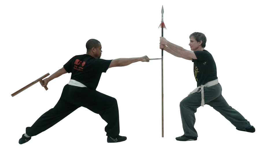 Sifu Julio Perez and Senior Instructor Bruce Paly - Don Do Kwai doi Cheung - Single Saber & Crutch Fights Spear