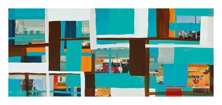 Monika Humm  global Hongkong 70, 2015, Mischtechnik auf LW, 170x190x5cm (Detail)