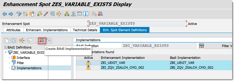 SAP BW/4HANA Create BAdI Implementation