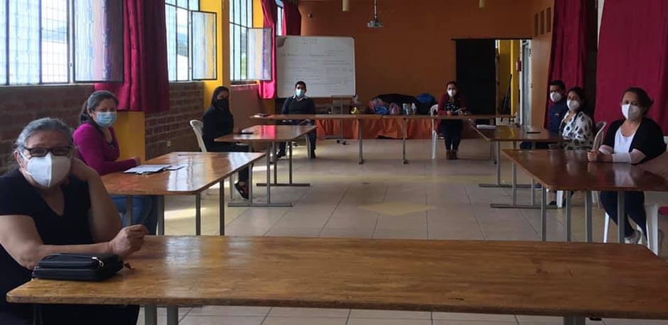 Foto: Rosa Rodriguez, 1.v.l., / an einem Team-Meeting im Januar 2021