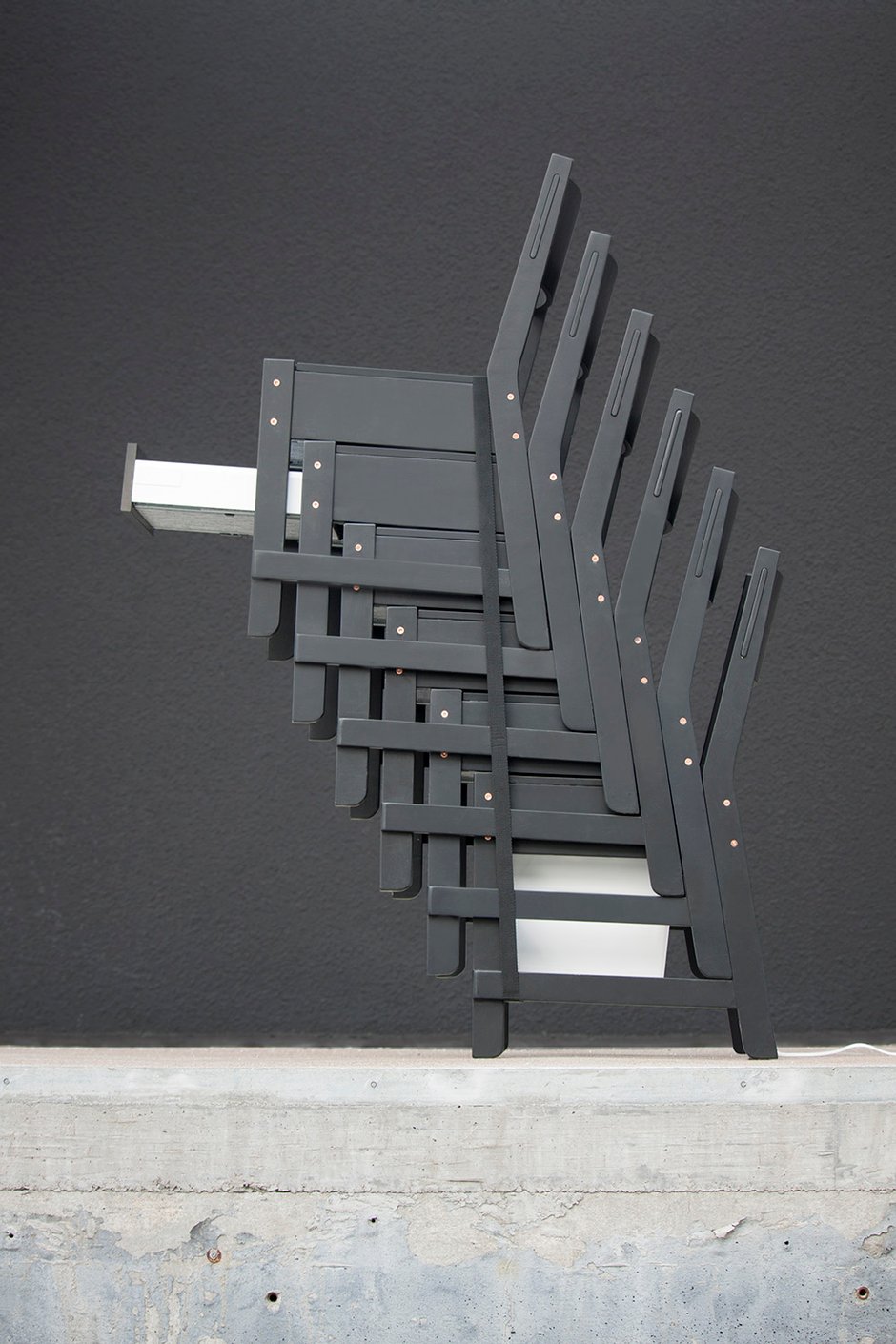 CHAIR OF DRAWERS- IKEA Hacked by Lucas & Lucas - stack of 8 NORRÅKER chairs with drawers under the seat become a chest of drawers