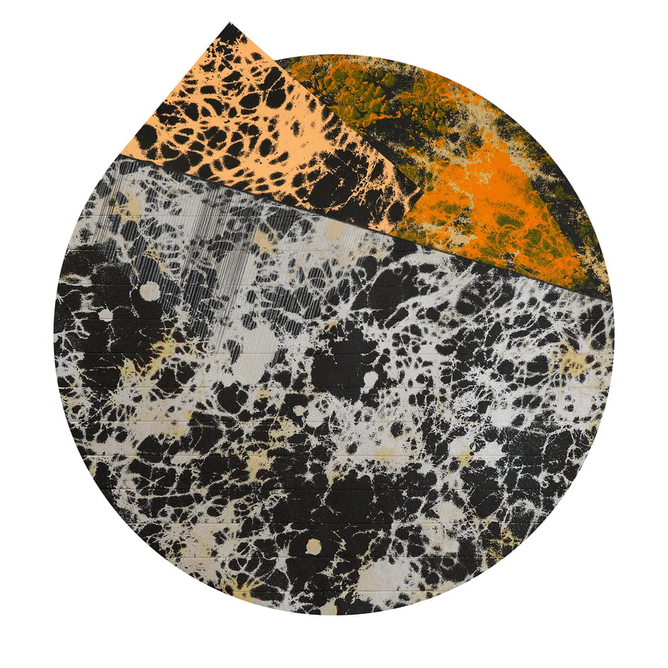 Katharina Lehmann, Transcendent Shapes no. 7, Ø 33 cm / 13 in, 2019 · Acrylic, pencil, ink on Chinese Xuan paper