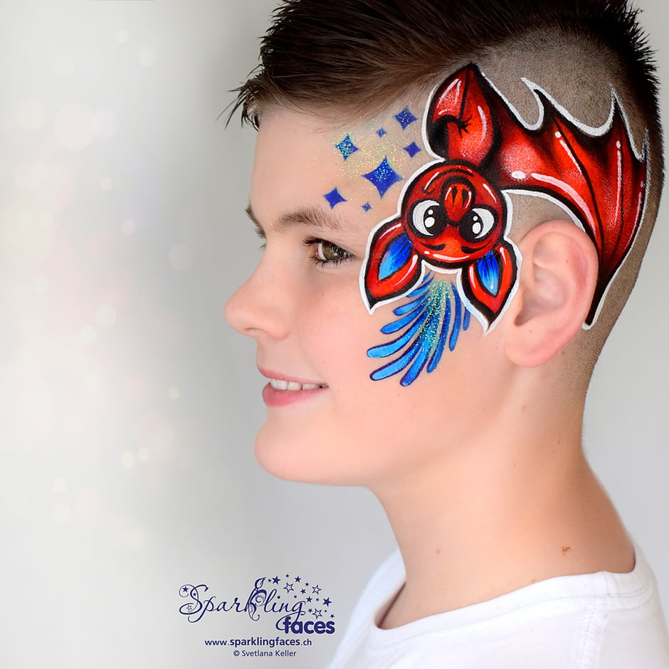 Kinderschminken_Vorlagen; Schminkfarben_kaufen_Schweiz; Kinderschminken_Kurse; Svetlana_Keller; Ballonmodellieren; Ballonmodellage; Airbrush_Tattoos; einfach; Fledermaus