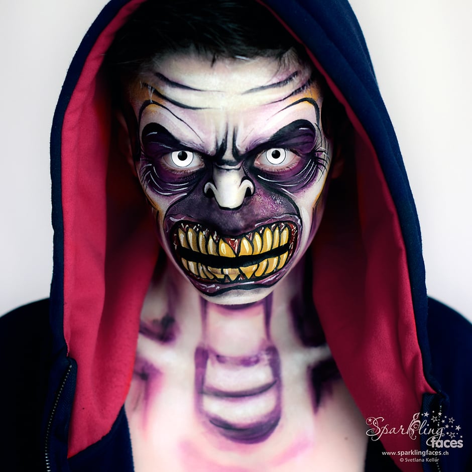 Kinderschminken_Vorlagen; Schminkfarben_kaufen_Schweiz; Kinderschminken_Kurse; einfach; Zombie