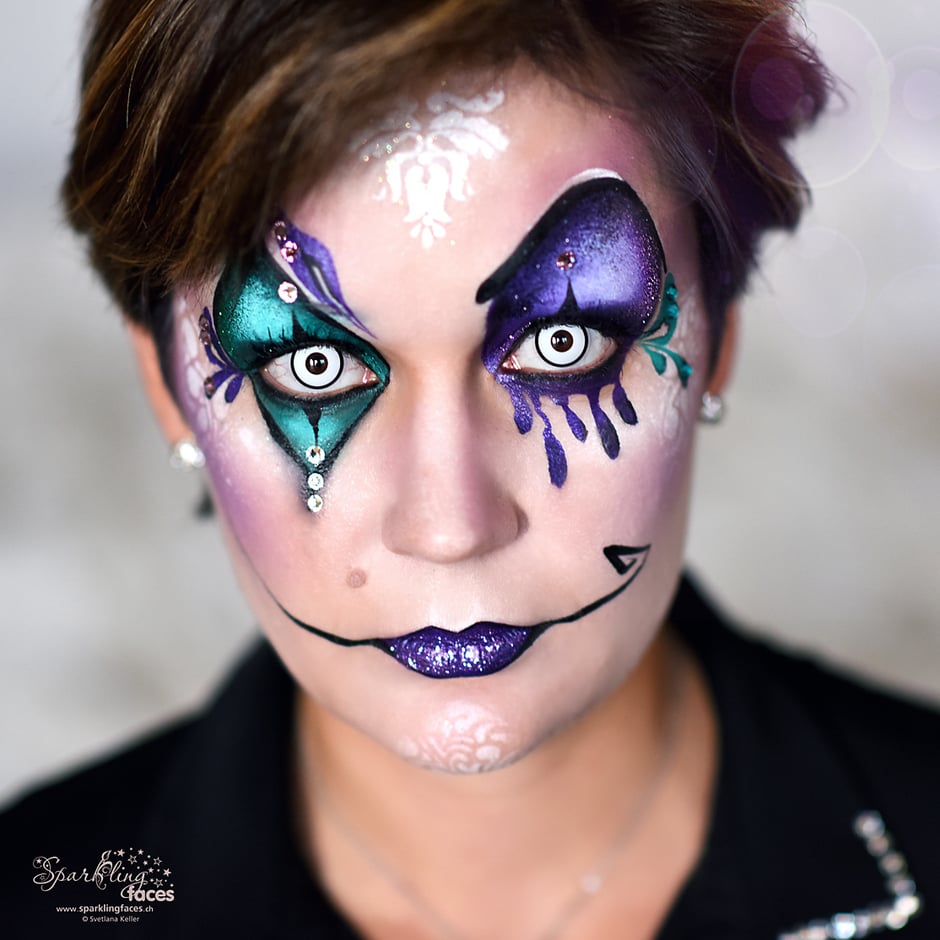 Kinderschminken_Vorlagen; Schminkfarben_kaufen_Schweiz; Kinderschminken_Kurse; Svetlana_Keller; face_painting; Ballonmodellieren; Ballonmodellage; Airbrush_Tattoos; einfach; Harlekin
